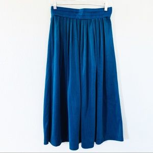 Blue Velvet Skirt w/Satin Waist by St Michael Sz8